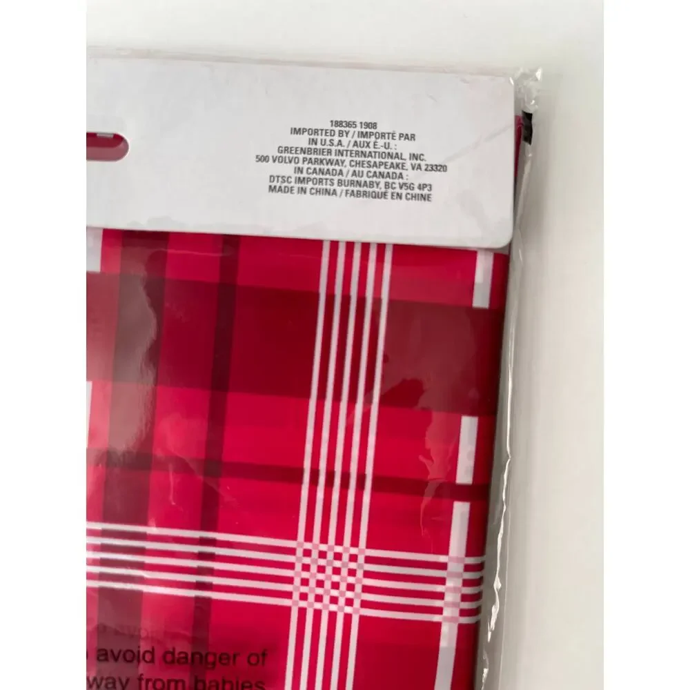 Christmas House Giant Gift Sack Bag 1 bag Plaid Red & White NEW